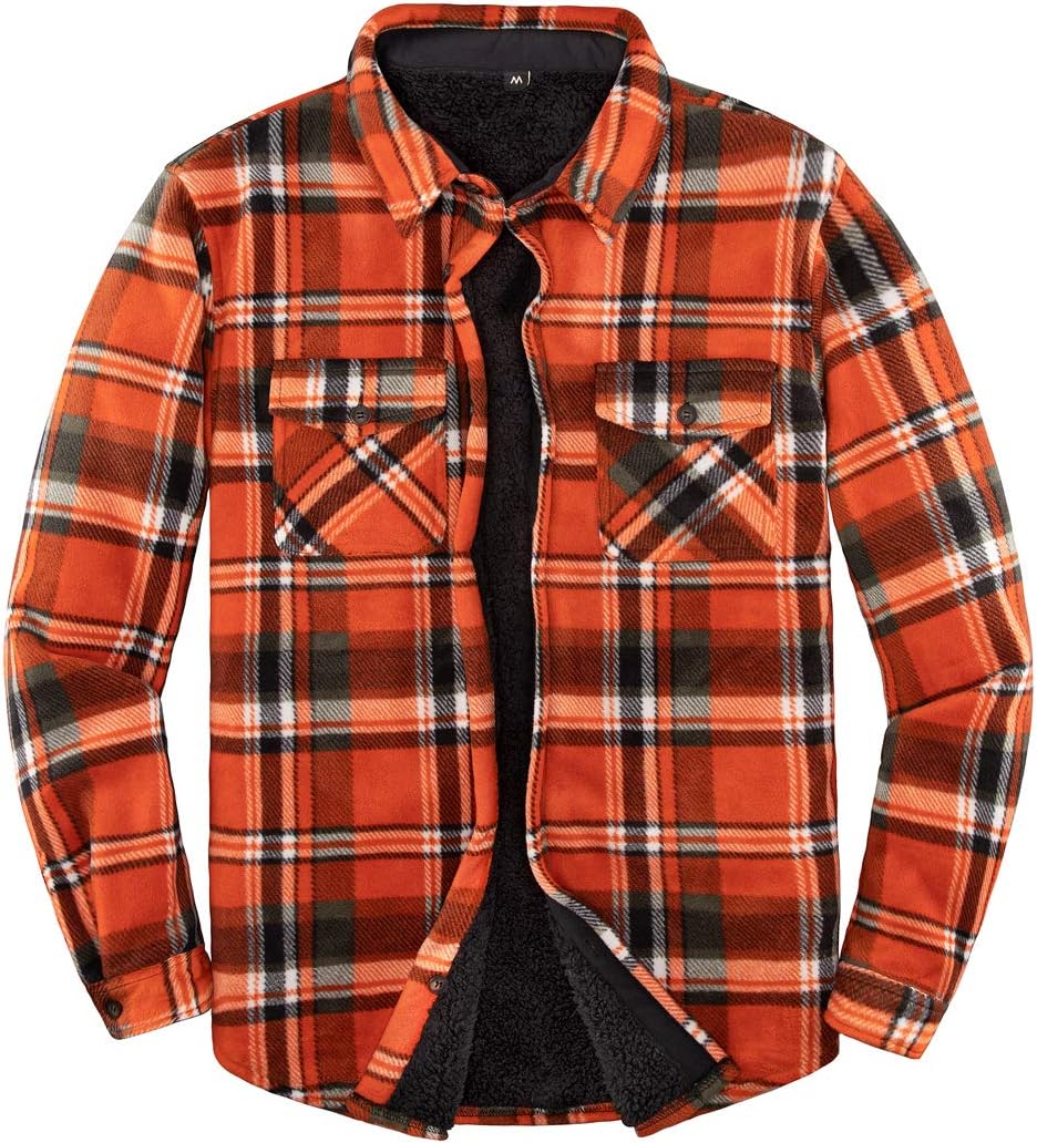 Men's Warm Sherpa Lined Fleece Plaid Flannel Shirt Jacket(All Sherpa Fleece Lined) - Image 5