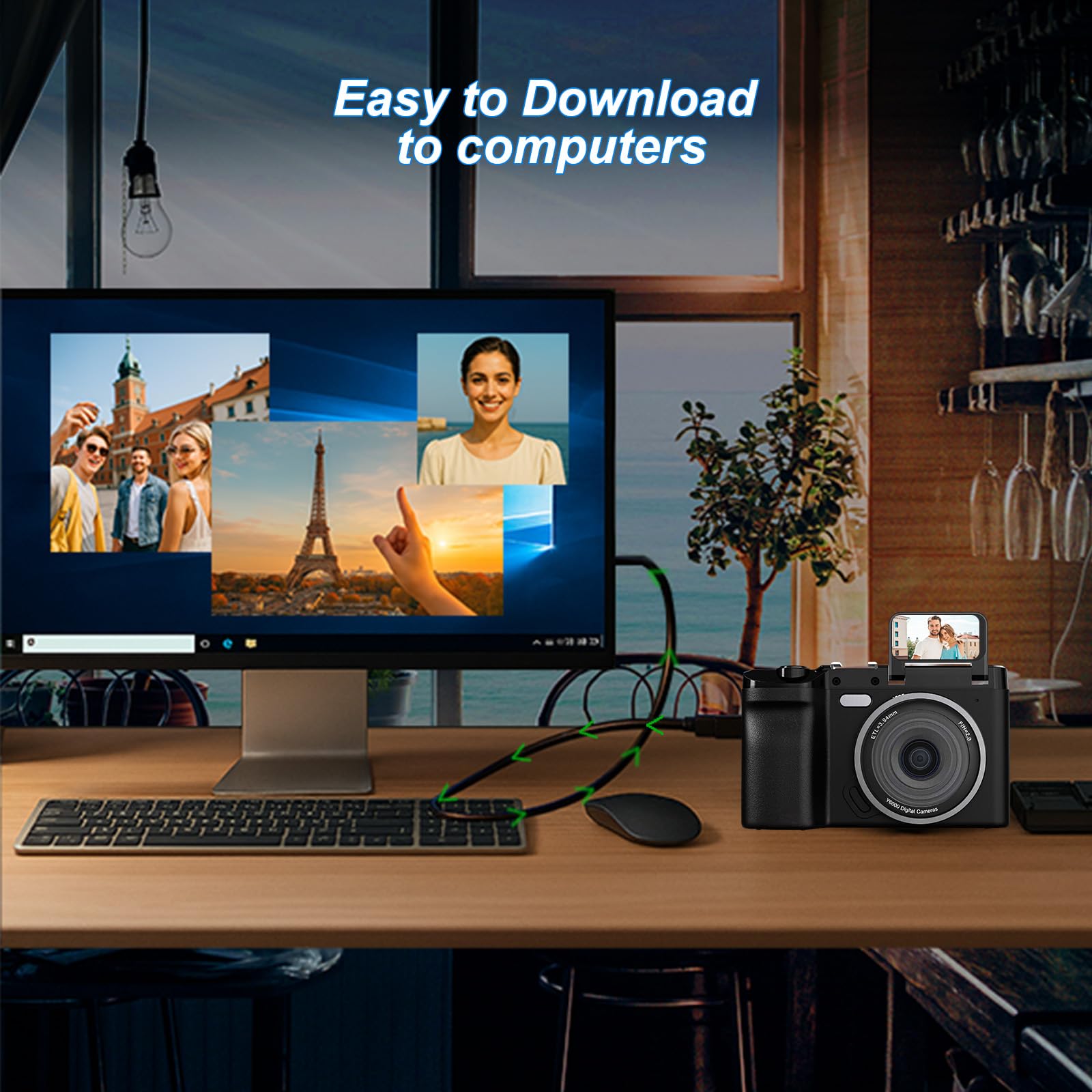 Fotocamera digitale 4K 64 MP, fotocamera compatta retrò con doppio schermo e flash, batteria a lunga durata, zoom 16x, fotocamera per vlogging con diverse modalità (scheda SD da 32 GB)