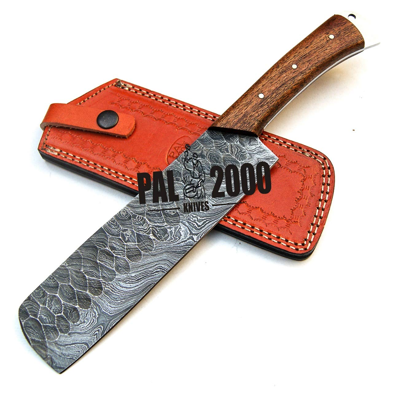 PAL 2000 Cuchillos de cocina de acero Damasco – 17,7 cm aproximadamente de espiga completa de acero Damasco – El mejor cuchillo de cocina hecho a mano Damasco con vaina Compra con confianza 9533