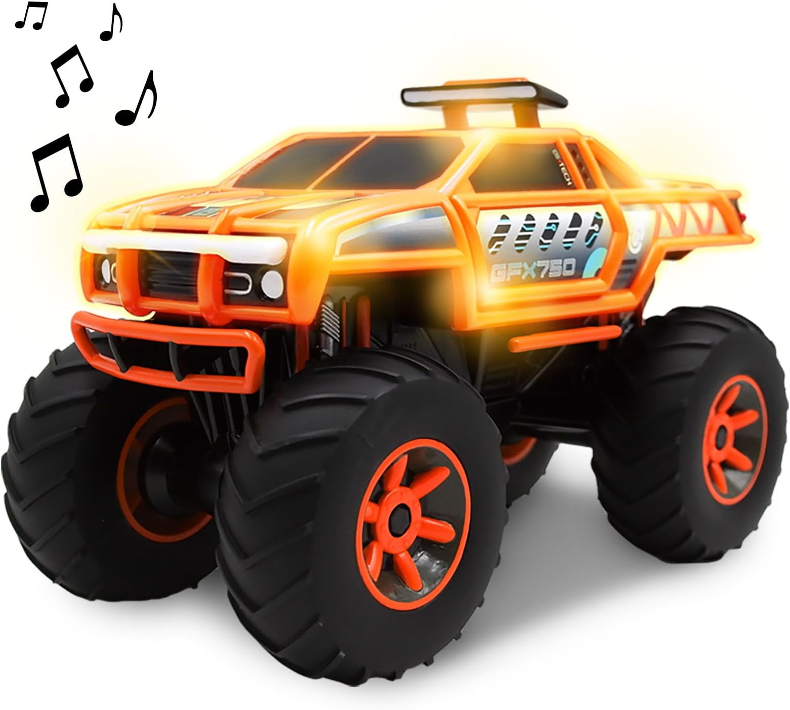 Monster Truck with Lights & Sounds, Motorized Orange Truck for Boys, Girls, Toddlers 3+