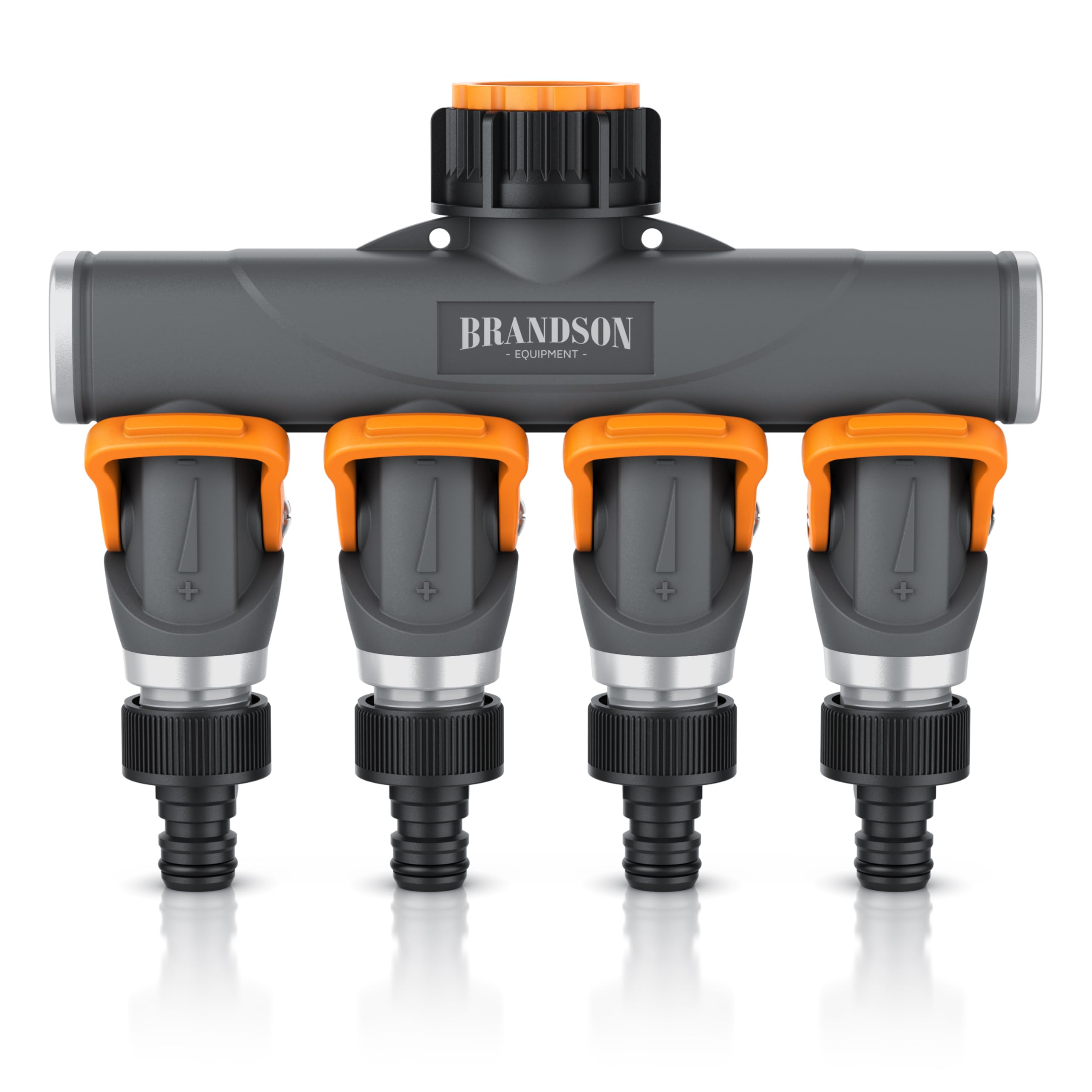 Brandson - Wasserverteiler 3/4 Zoll 4 Fach - 4 Wege Verteiler Wasserhahn - verstärkte Metallgewinden - Garten Wasserschlauch Gartenschlauch