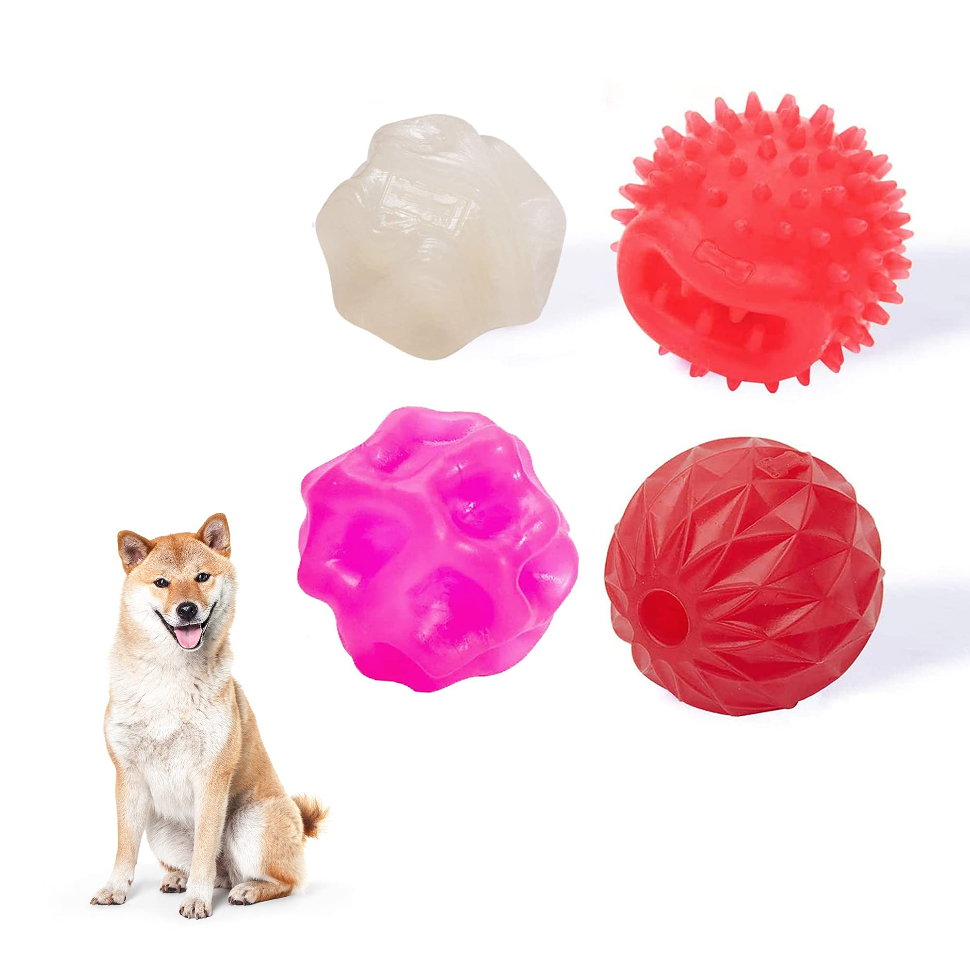 Dog Ball Toys for Aggressive Chewers Under 35 lbs and Larger Dogs with Moderate Chewing Behavior Durable Interactive Dog Treat Toy Glow in The Dark Dog Ball for Fetch Floats On Water Dog Toy Set