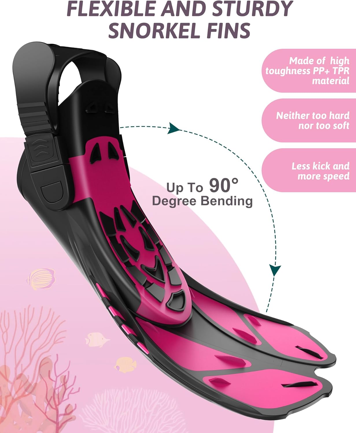 Mask Fins Snorkeling Gear for Adults, Full Face Snorkel Mask & Adjustable Swim Fins Snorkel Set, Panoramic View Snorkel Mask Dry Top Anti-Fog Anti-Leak - Image 4