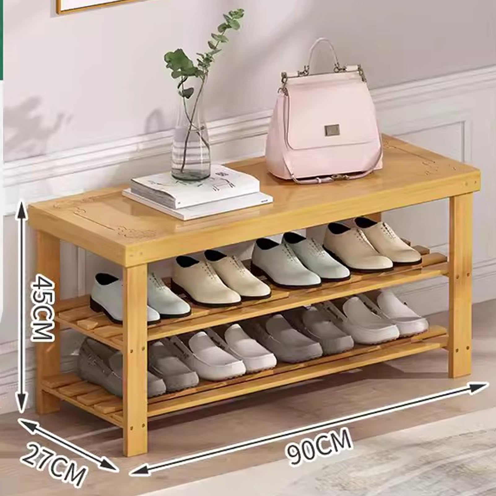 3-Tier Shoe Rack with Seat Entrywayfor Hallway Living Room Bathroom – Stylish Storage Solution for Shoes And Essentials