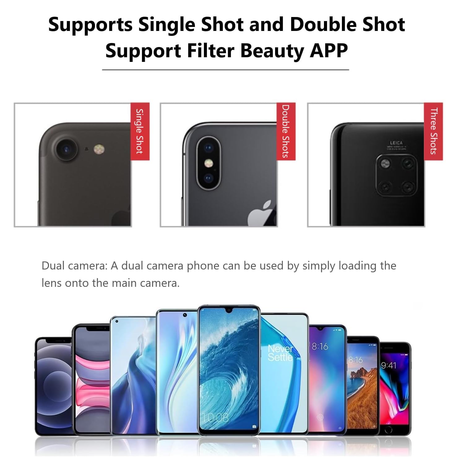 10-in-1 Universal Handy objektiv Set, Handy Kamera objektiv, 2X Teleobjektiv, 15X Makro Objektiv Handy, 0.63x Wide, 198° Fisheye Lens, für die meisten Smartphones