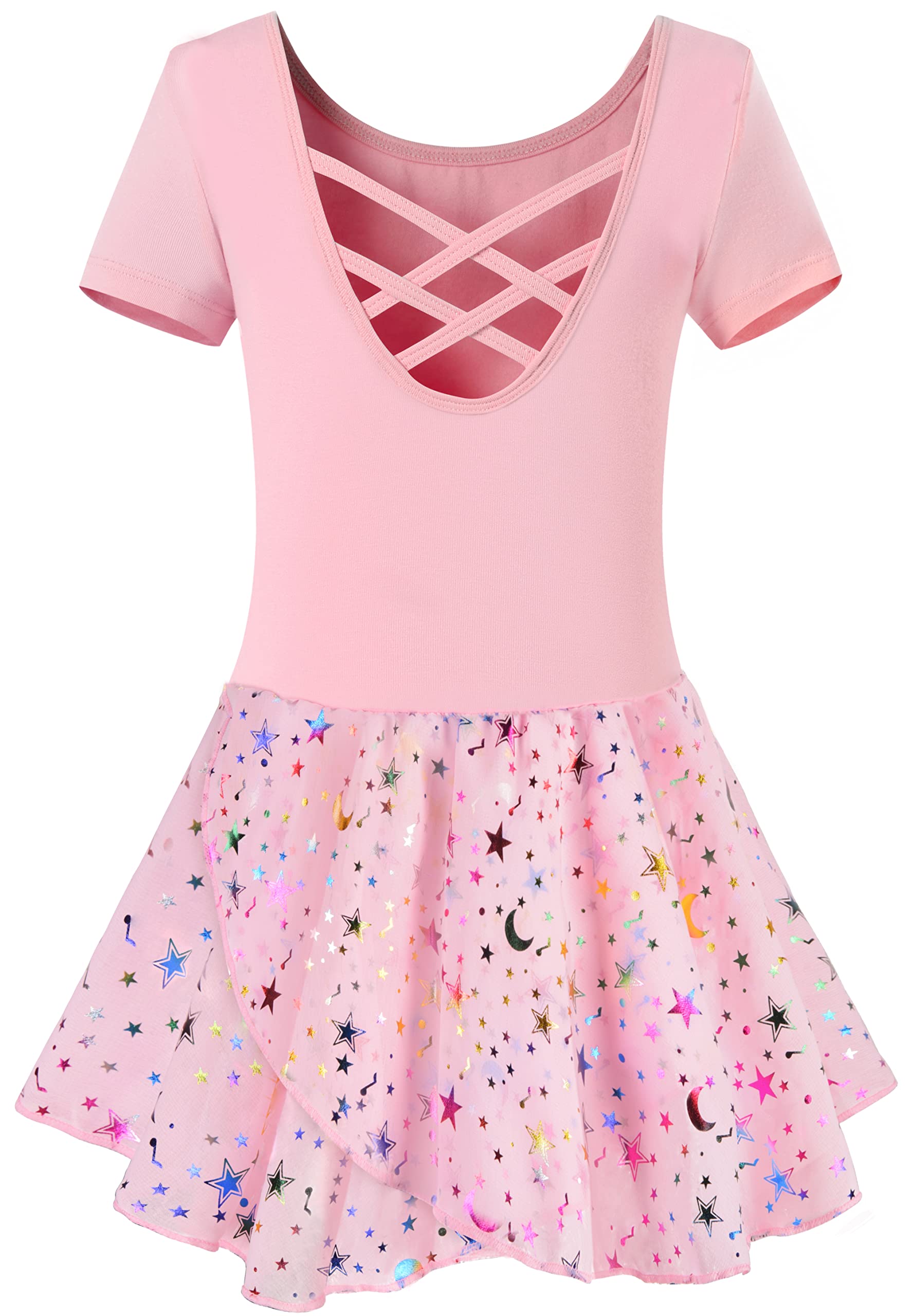 Mulnall Girls Ballet Leotards Dance Tutu Skirt Toddlers Dance Training Wear Dress Criss Cross Straps Back Shiny Sequin