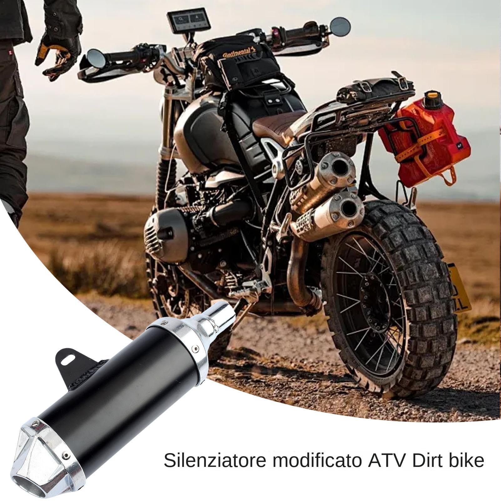 Endschalldämpfer für Motorrad, Scooter, ATV, Motorrad, 28 mm Durchmesser, Auspuff mit Endschalldämpfer, modifiziertes Endrohr, Schalldämpfer, schwarz und silber, für Motorrad