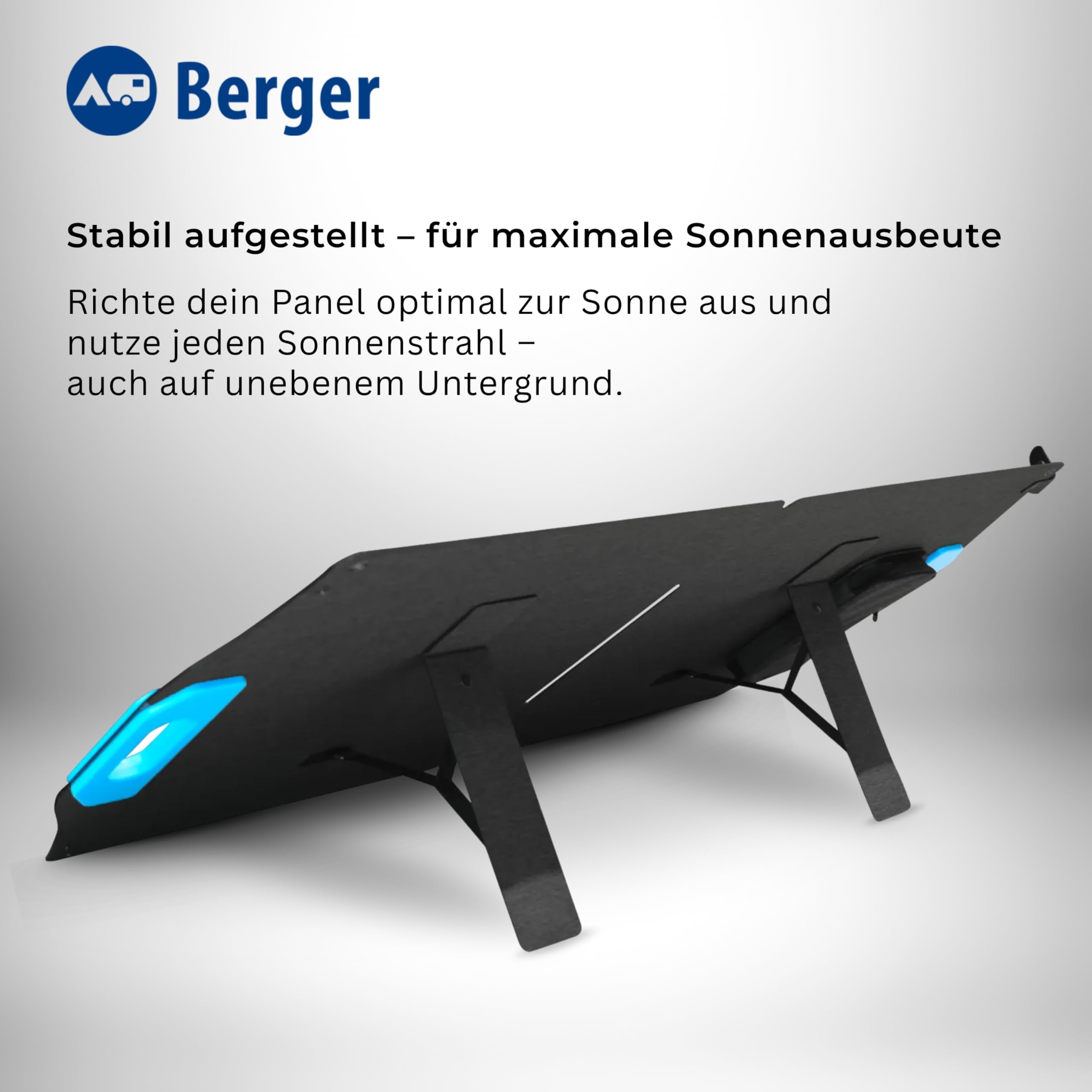 BERGER Kit de panneau solaire pliable 100 W avec régulateur de charge - Module solaire complet avec MC4 et pinces crocodiles - Panneau solaire de camping pour station d'alimentation et batterie