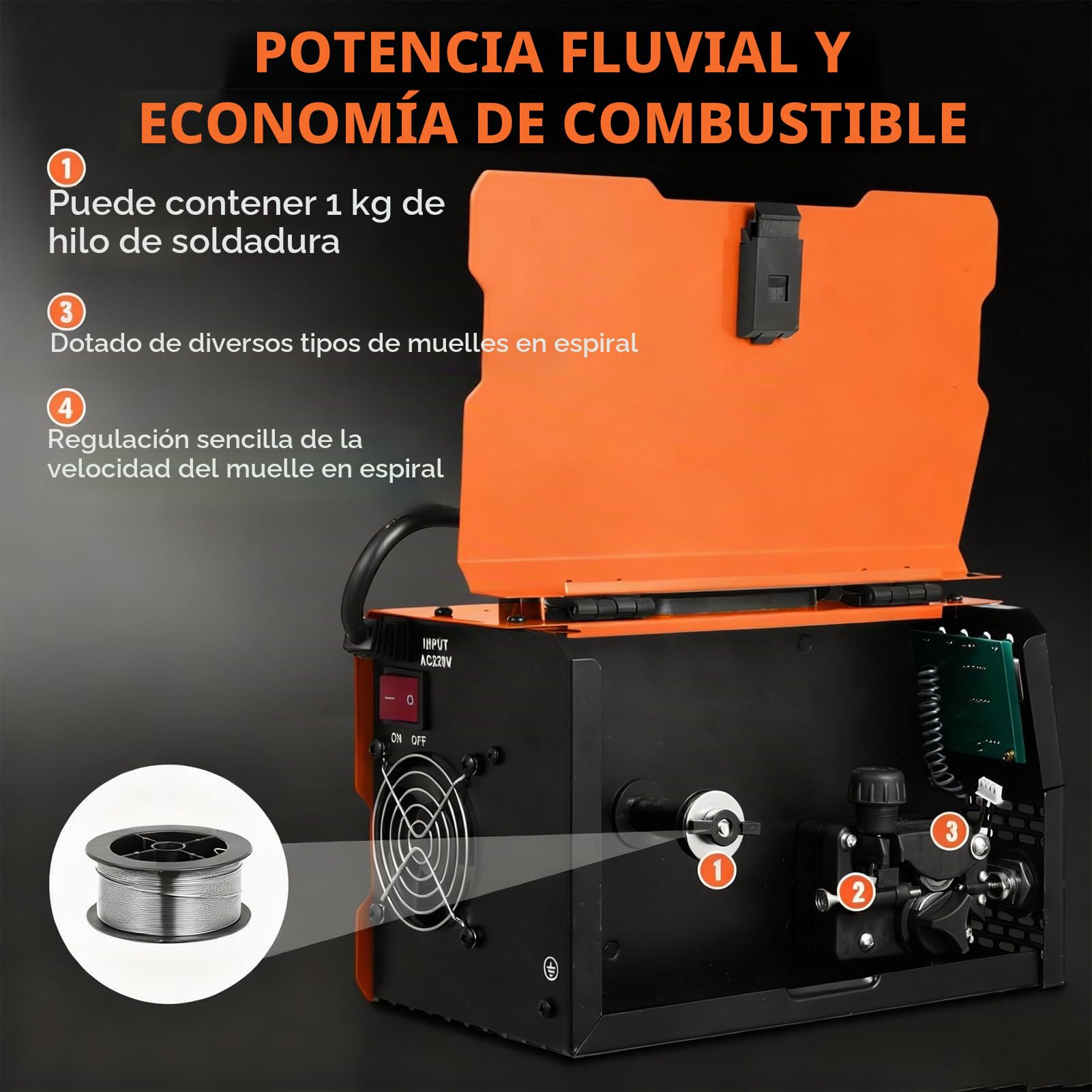 MIG - Soldadora de alambre de relleno 3 en 1 (250 A, con ARC/Flux MIG/MMA Lift WIG, soldadura de alambre de relleno (0,8 mm y 1 mm), con alimentación de alambre sinérgico, dispositivo de soldadura