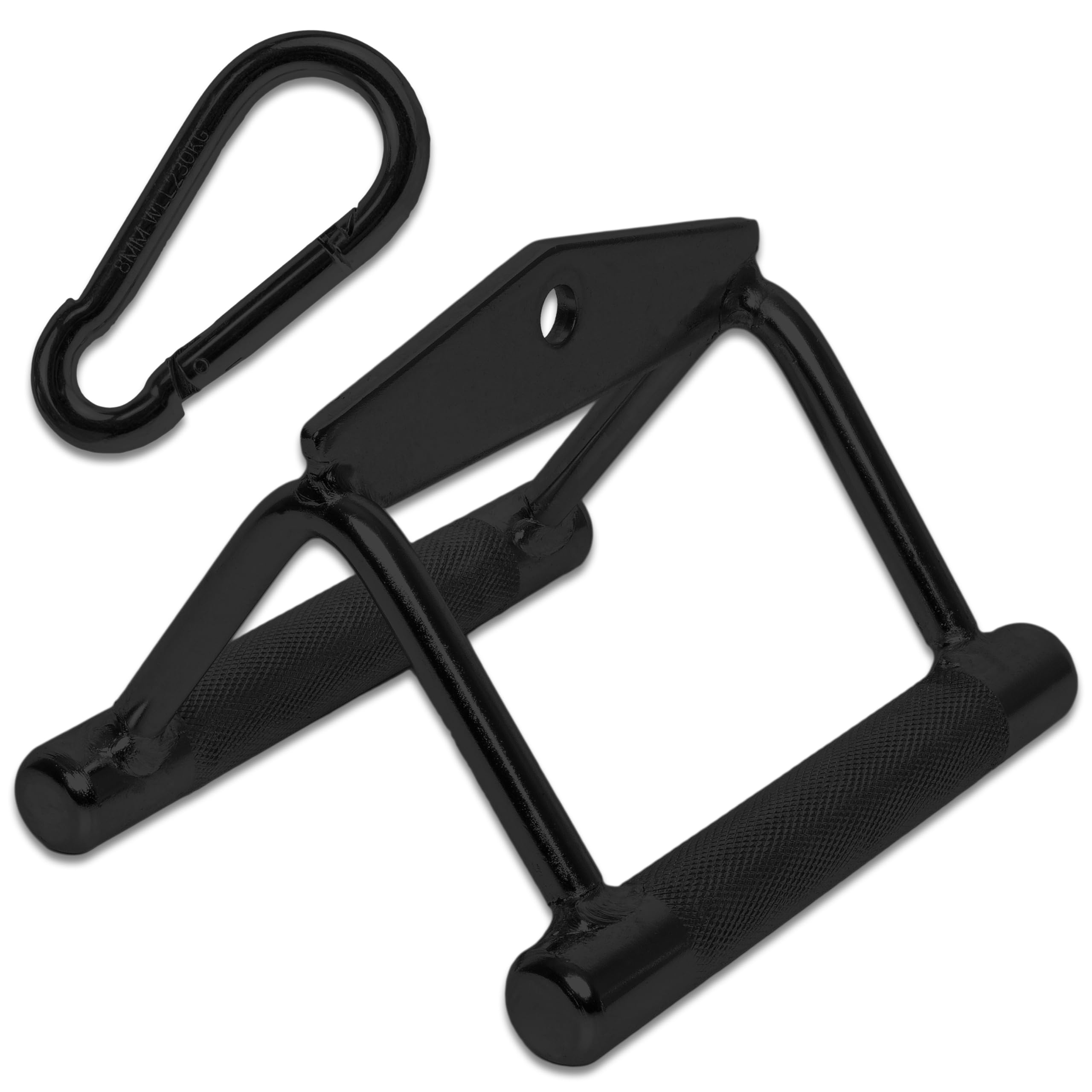 C.P. Sports Verschiedene Griffe schwarz mit Karabinerhaken 8 mm | Stahl massiv, für Zugübungen an Kraftstation/Kabelzugturm | für Bodybuilding, Kraftsport, Fitness