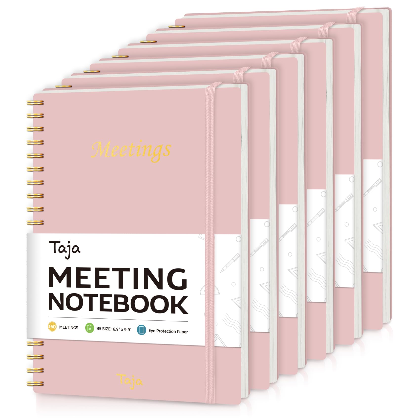 Confezione da 6 quaderni per riunioni per organizzazione del lavoro, agenda con elementi d'azione, agenda per prendere appunti, 160 pagine (17,5 x 25,1 cm), organizer per progetti per uomini e donne