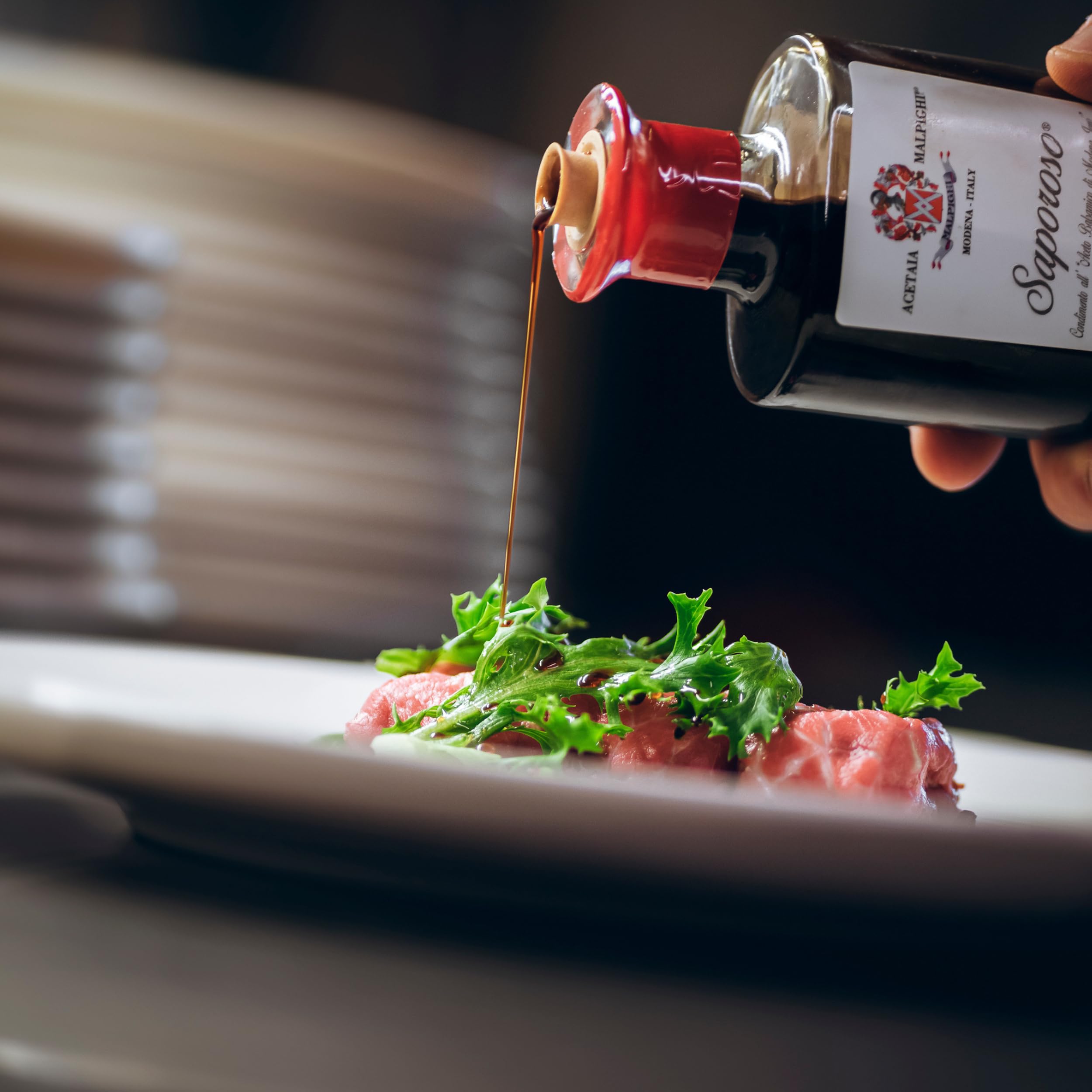 Acetaia Malpighi – Condimento all’Aceto Balsamico di Modena IGP Saporoso – 200 ml – Affinato 6 Anni in Botti di Rovere – Senza Caramello