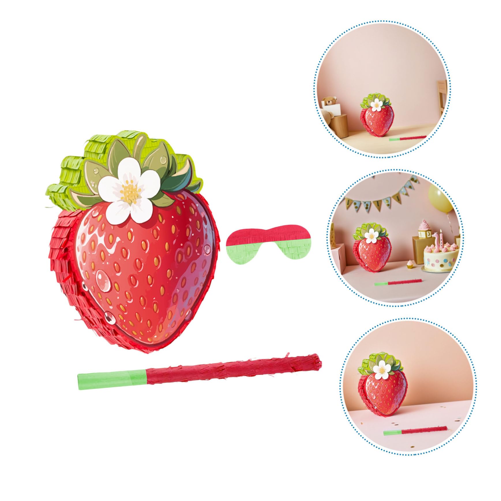 Cabilock Piñata de juegos de fiesta fiesta temática cinco de mayo Party Favors Strawberry piNATA rojo