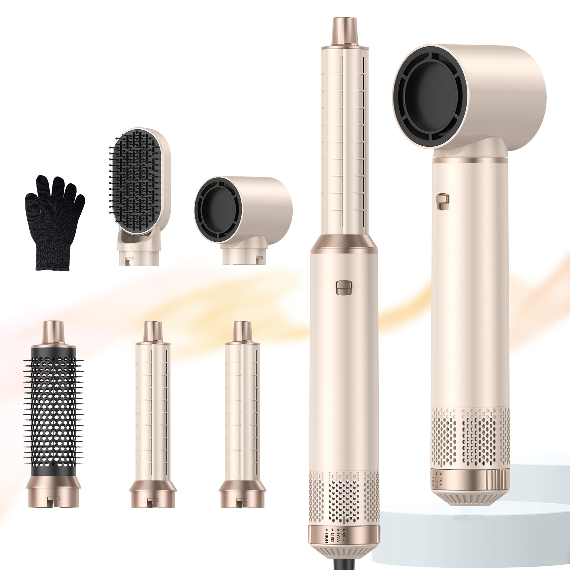 Hair Styler Air Brush 5 en 1 Airbrush 5 en 1 Air Styleravec Seche Cheveux, Brosse Soufflante, Fer a Boucler, Thermal Brush, Brosse Lissante Seche Cheveux 5 en 1 pour Sécher, Boucler, Lisser