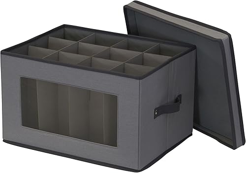 Miniatura 4 de Household Essentials - Caja de almacenamiento de color gris para copas de tallo