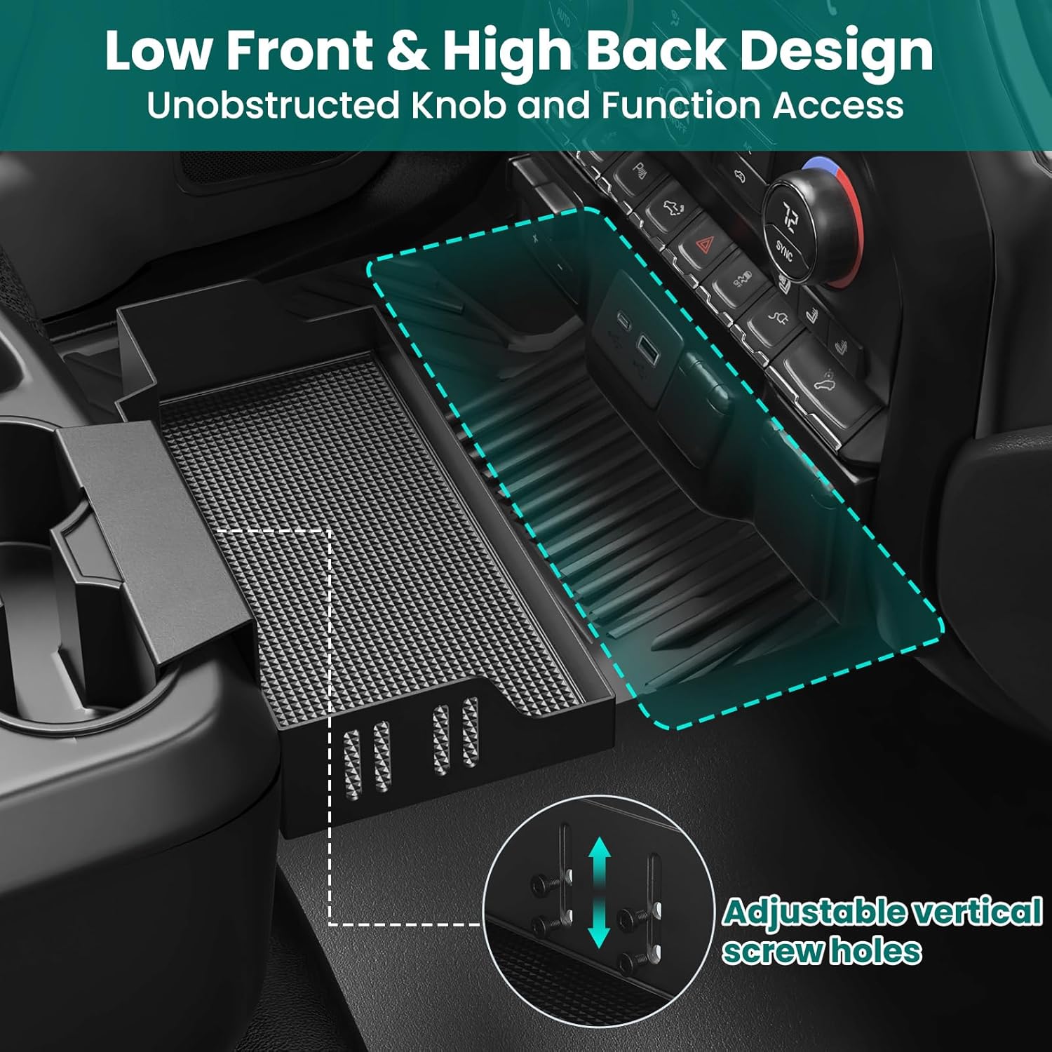 All-Metal Center Console Hanging Organizer Tray Compatible with 2019-2026 Chevy Silverado/GMC Sierra 1500 & 2020-2026 Chevrolet Silverado/Sierra 2500HD 3500HD Storage Accessories (Jump Seat Only）