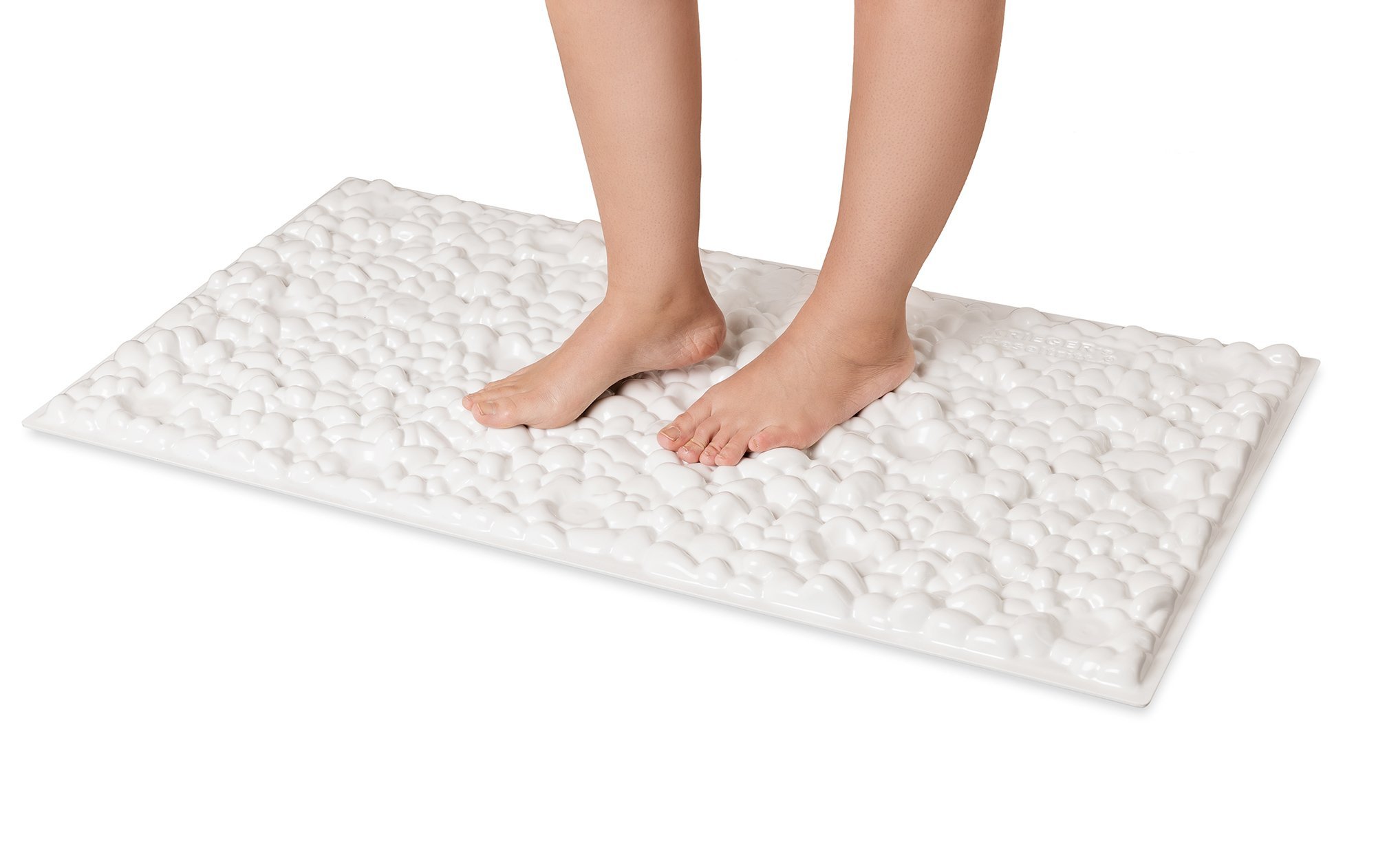 Fußreflexzonen Massage Platte/Matte zur Akupressur – Fußmassagematte zur Reflexzonenmassage & Entspannung/Fußreflexzonenmatte/Akupressurmatte - Fit mit Krieger’s Kieseltritt® 100x50cm weiß