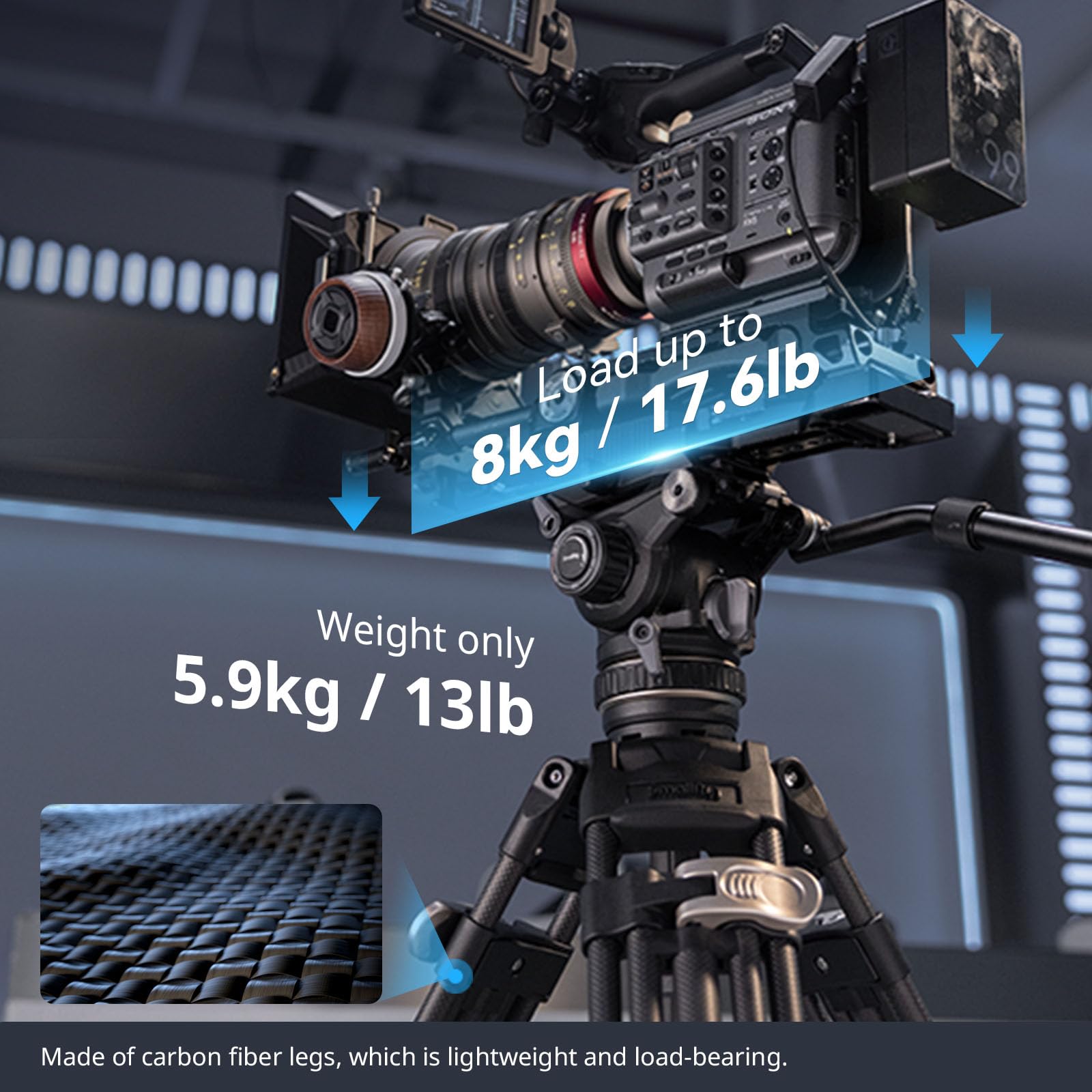 SMALLRIG AD-120 FreeBlazer Counterbalance Carbon Fiber Video Tripod Kit, 77-calowy statyw wideo z 6-stopniową przeciwwagą, bezstopniowa regulacja tłumienia podczas obrotu/pochylenia - 4463