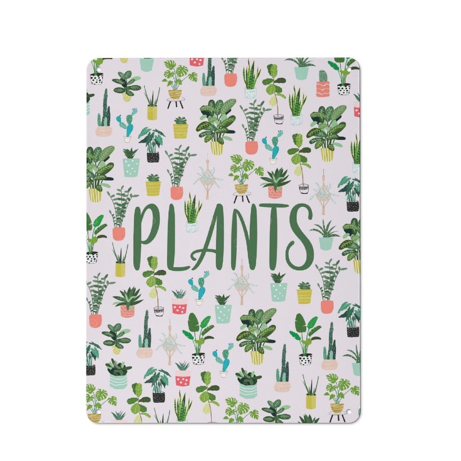 Shed Style Decorative Metal Plaque 40x30cm Featuring Plants, Porch Wall Decor for Patio Bar, Workshop, Shed Or Kitchen