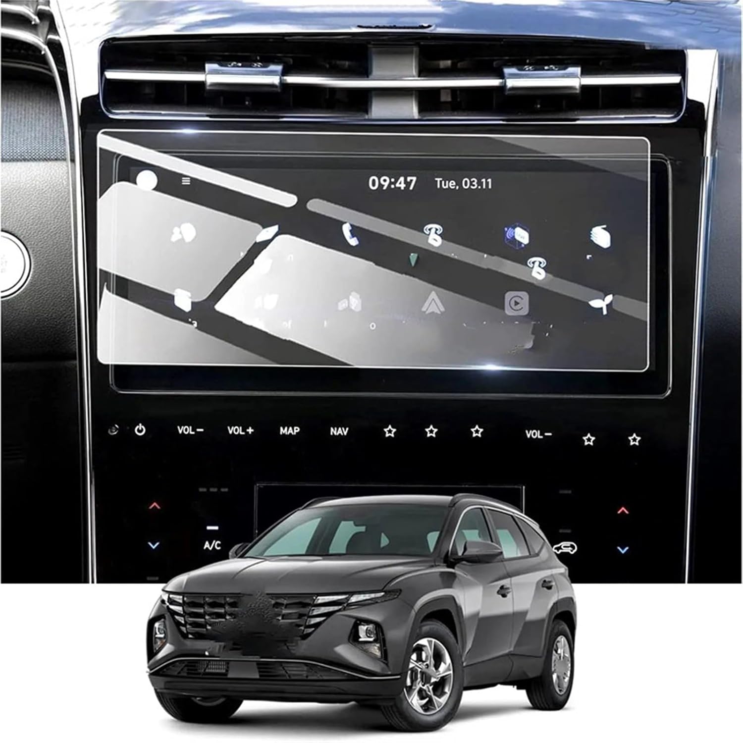 Fitcamx Dash Cam for Hyundai Tucson 2022-2025 (Right Hand Drive ) (Rea –  FITCAMX コックピット保護フィルム Compatible With Hyundai For Tucson Nx4 2022 2023 10.2