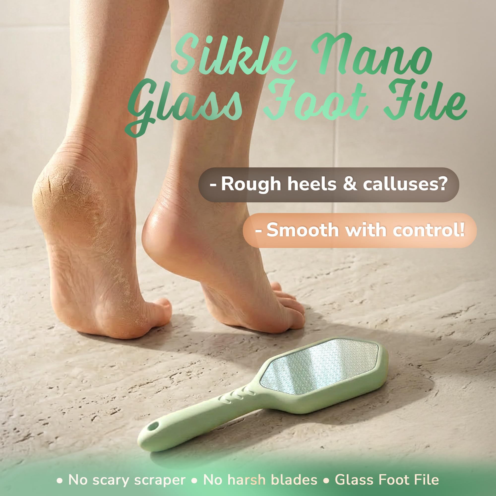 SILKLE Lima per piedi in silicone per la rimozione dei calli – Nano Glass per pelle morta e talloni screpolati – rimozione calli per piedi e pelle dura – esfoliante ergonomico per piedi morbidi e