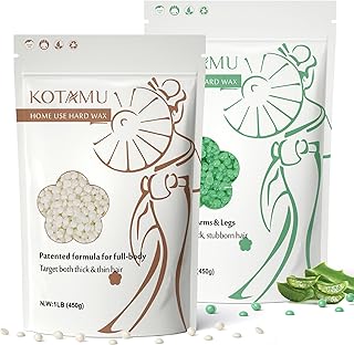 KOTAMU 1lb White Waxing Beads & 1lb Aloe Vera Wax Beans