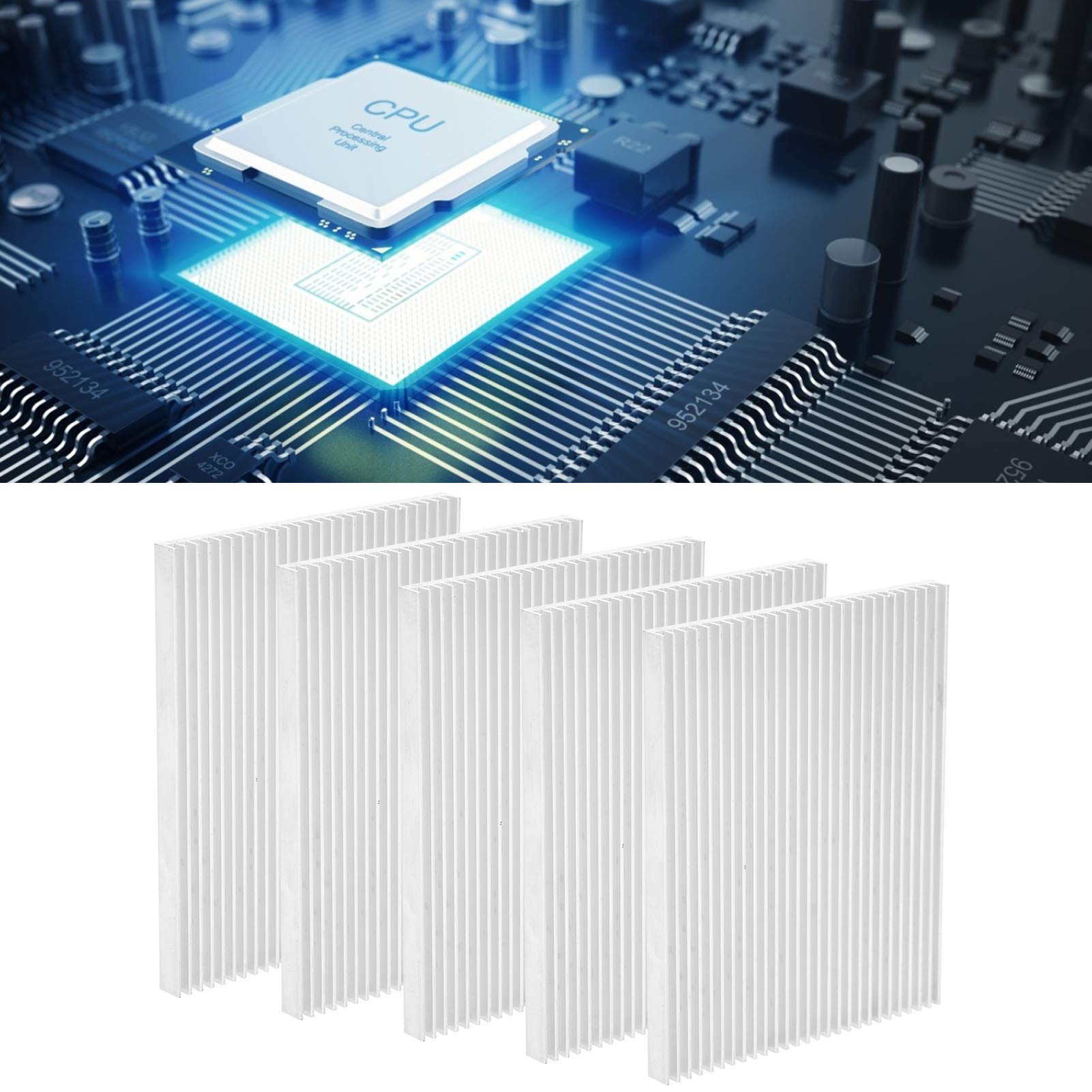 5 pièces radiateur refroidisseur ailette de refroidissement CPU Ultra-mince en aluminium refroidissement dissipant la chaleur pièces 100 x 80 x 7 MM