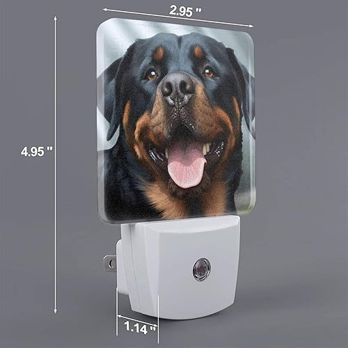 Miniatura 2 de Rottweiler - Luz nocturna con impresión de cabeza de lengua para perros, luces LED con sensor de anochecer a amanecer, lámpara de pared para