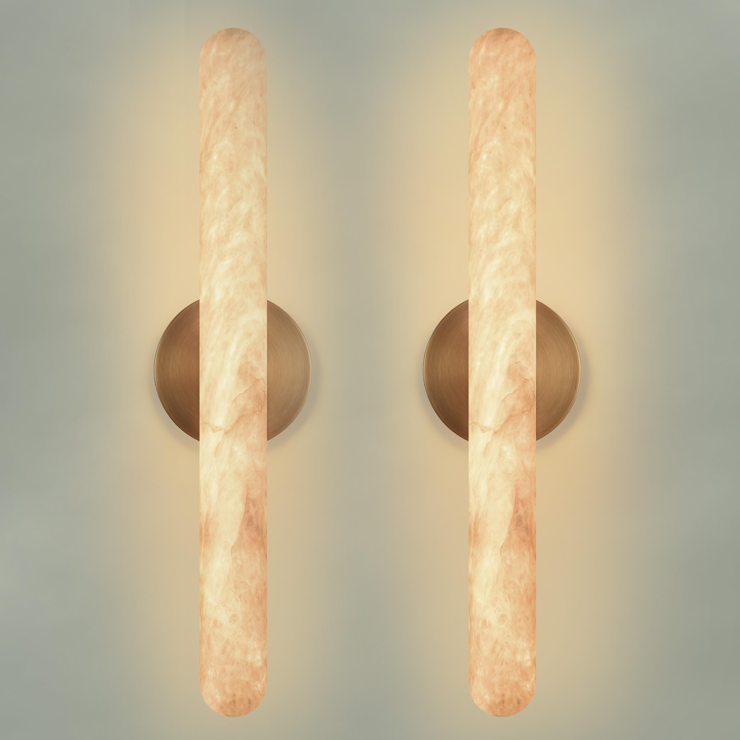 Photo 1 of AIUNCI Alabaster and Brass Wall Sconce, 23.6 Inches (2-Pack)