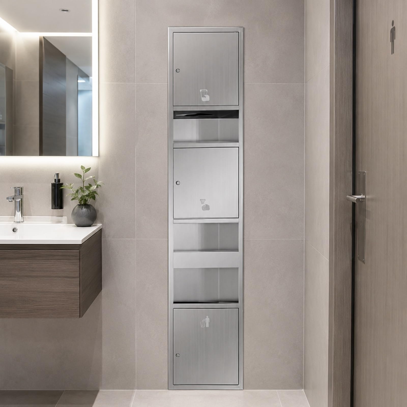 Recessed Toilet Roll Holder | Niche Trash Can | Ttrash Can Niche Bathroom