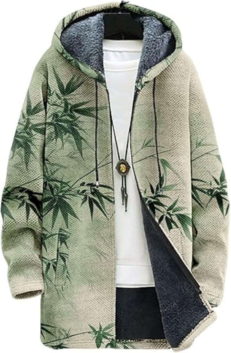 Men's Hooded Sweater Coat Knit Fleece Lined Long Cardigan Jacket with Zip Front Pocket Vintage Casual Zip Up