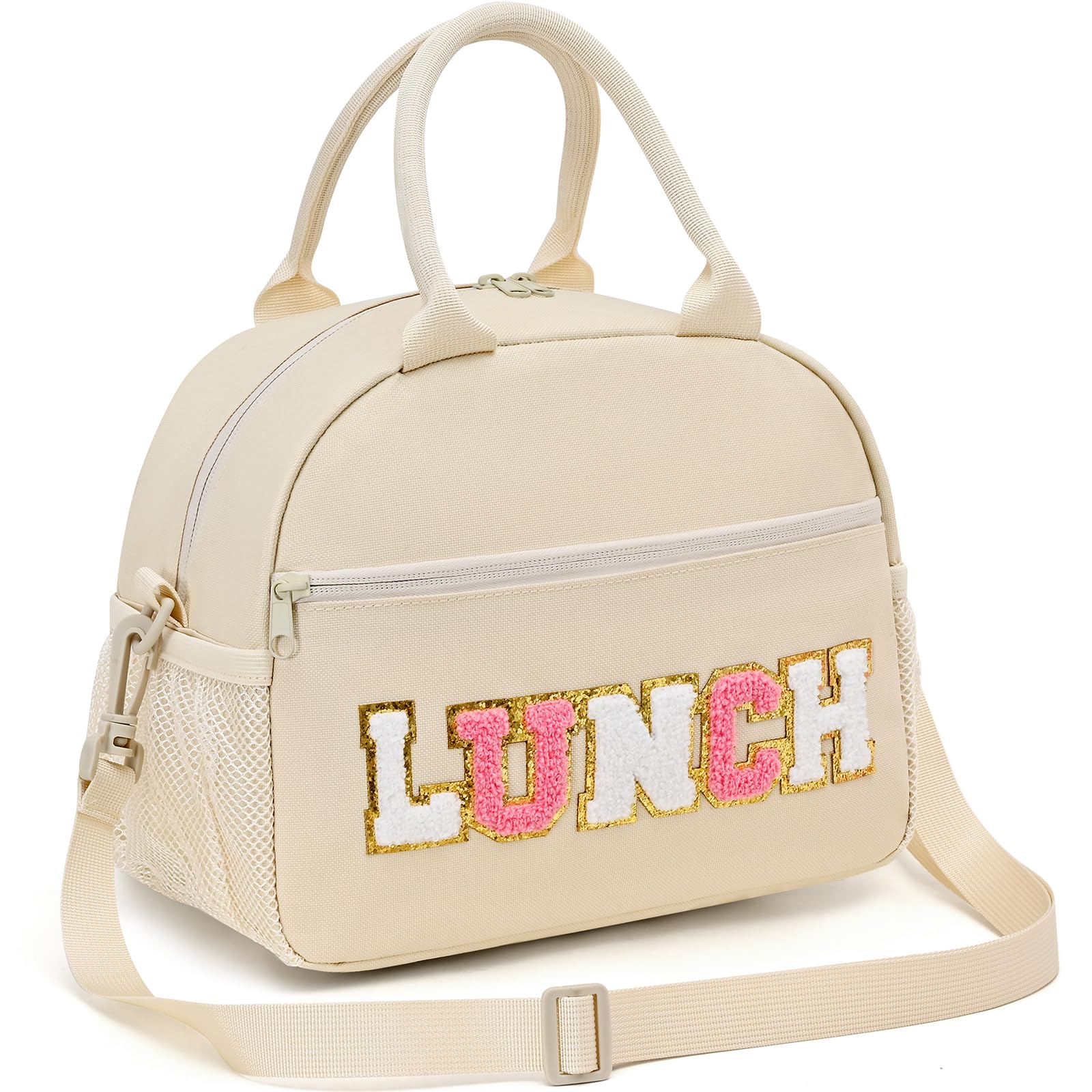 Beaulyn Preppy Girls Lunch Bag, Girls Insulated Lunch Box with 10L Large Capacity, 4 Pockets, Detachable Shoulder Strap & Sturdy Handle, Easy to Clean & Carry, Ideal Packed Lunchbox for Teens & Women — image 1