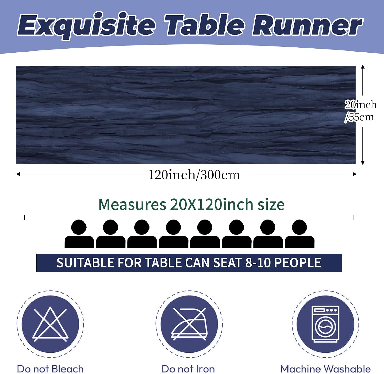 6 Pack Navy Blue Cheesecloth Table Runner 20 x 120 Inch Gauze Table Runner Fabric Semi Sheer Cheese Cloth Table Decor Bulk for Rustic Romantic Wedding Baby Shower Party Table Decoration