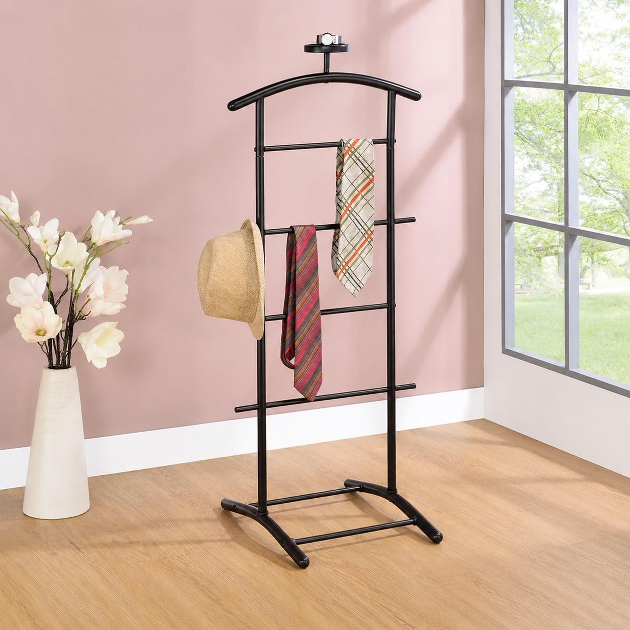 Kings Brand Furniture - Menros Metal Suit Valet Stand, Clothes Rack, Black-picture-26