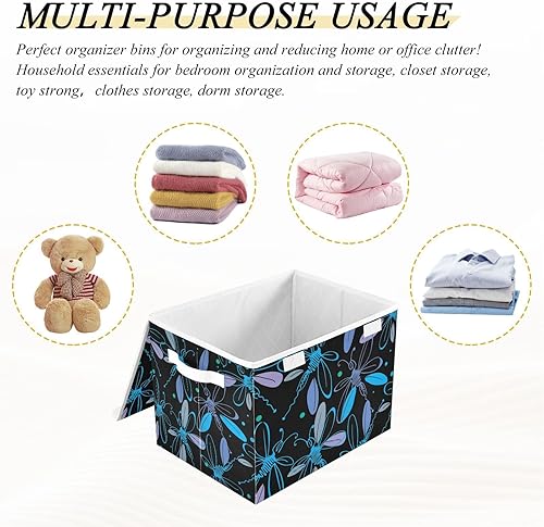 Miniatura 7 de Bolsas de almacenamiento plegables de mariposas para ropa, contenedores de almacenamiento de tela con asa reforzada, organizadores de armario para