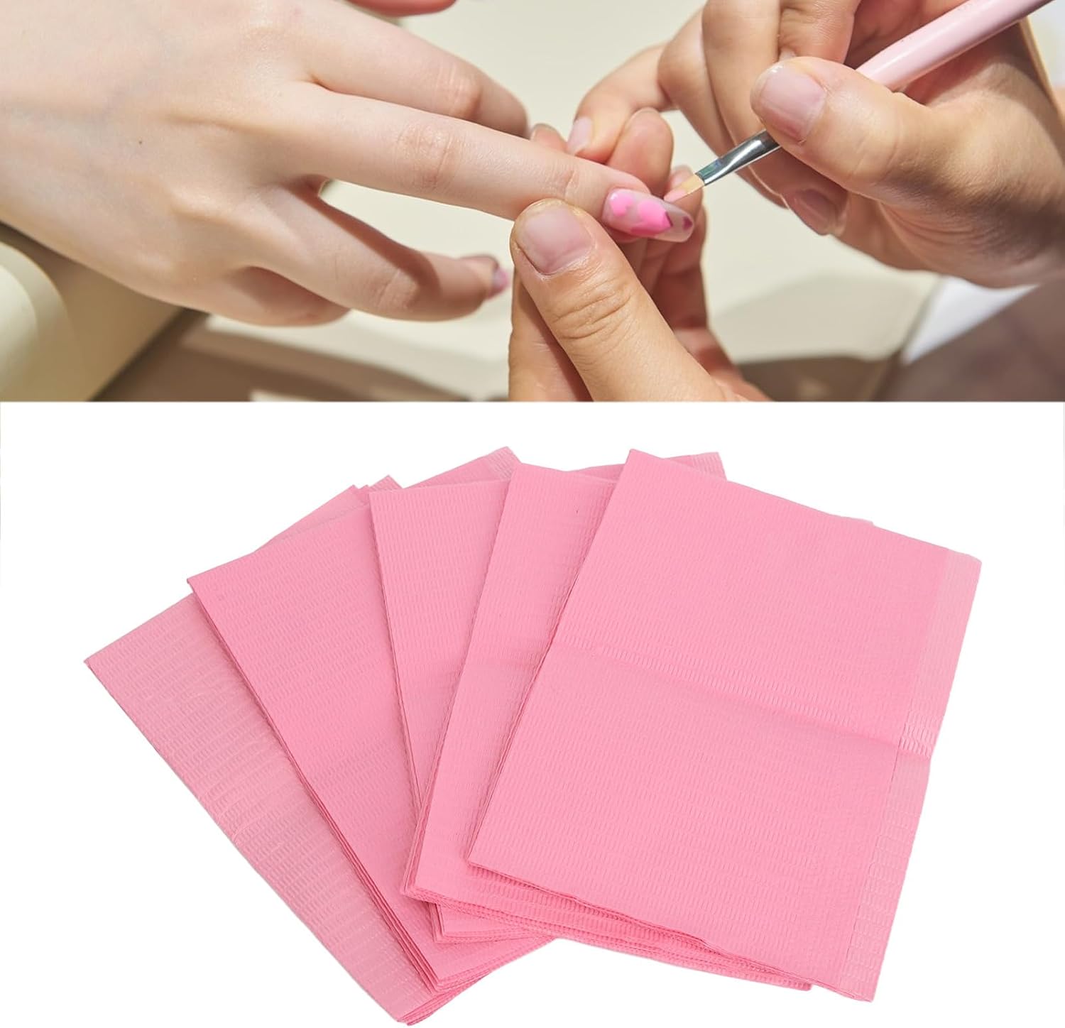 10 Bags Disposable Nail Table Mat, Soft Absorbent Cover for Manicure Portable Nail Art Supplies with Quick Drying Power (Roseate)