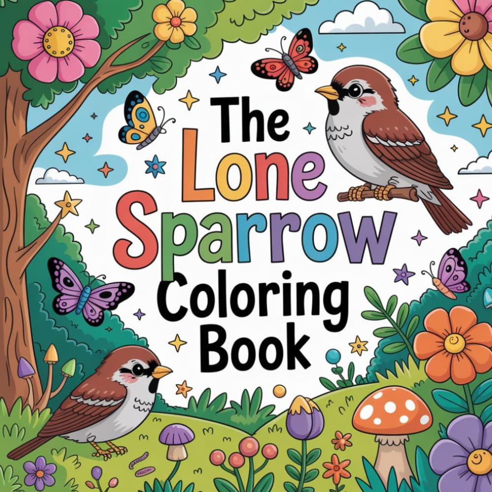 The Lone Sparrow Coloring Book: sparrow backyard bird relaxation women coloring book, sparrow small songbird stress relief kids book, sparrow wildlife ... flying animal stress relief women book