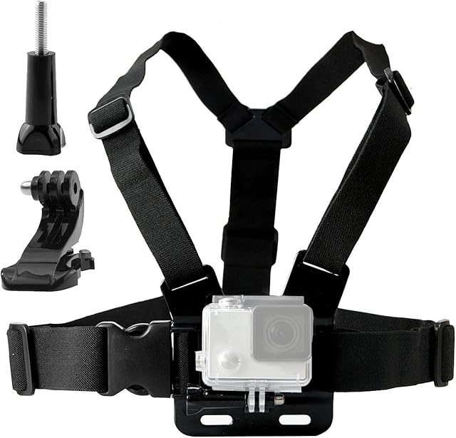 TEKCAM Action Camera Chest Mount Harness Strap Body Mount Compatible with Gopro Hero 10 9 8 7/Apexcam/Dragon Touch/Apeman/AKASO and most Action Camera