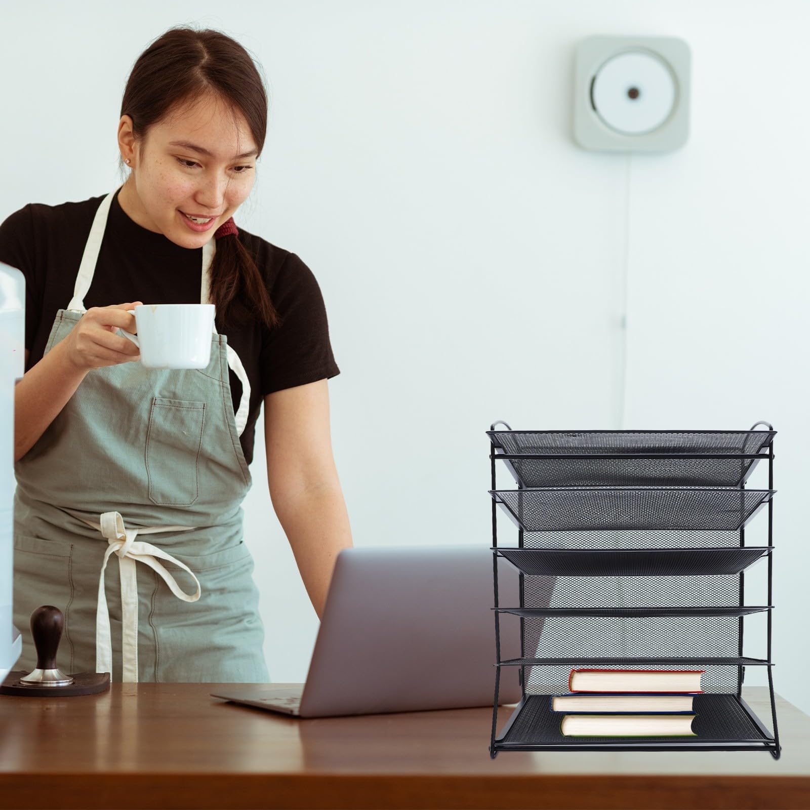 YARNOW Organisateur de Bureau en Fer Noir Multi-étages pour Rangement Documents et Livres Design Moderne, Maison Travail