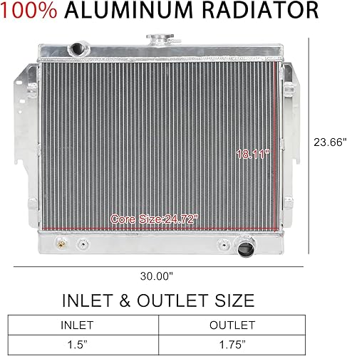Miniatura 372 de Radiador de aluminio AA5052 de 3 filas compatible con Dodge Ram 2009-2021 1500 2500 3500 4000 V6 V8 Pickup AT/MT 3 filas,1 fila,Ventilador