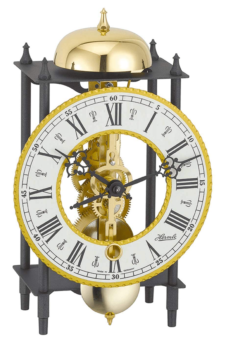Watching Clocks Black Hermle Wrought Iron Mechanical Pendulum Mantel Clock - Strike On Hour (Black)