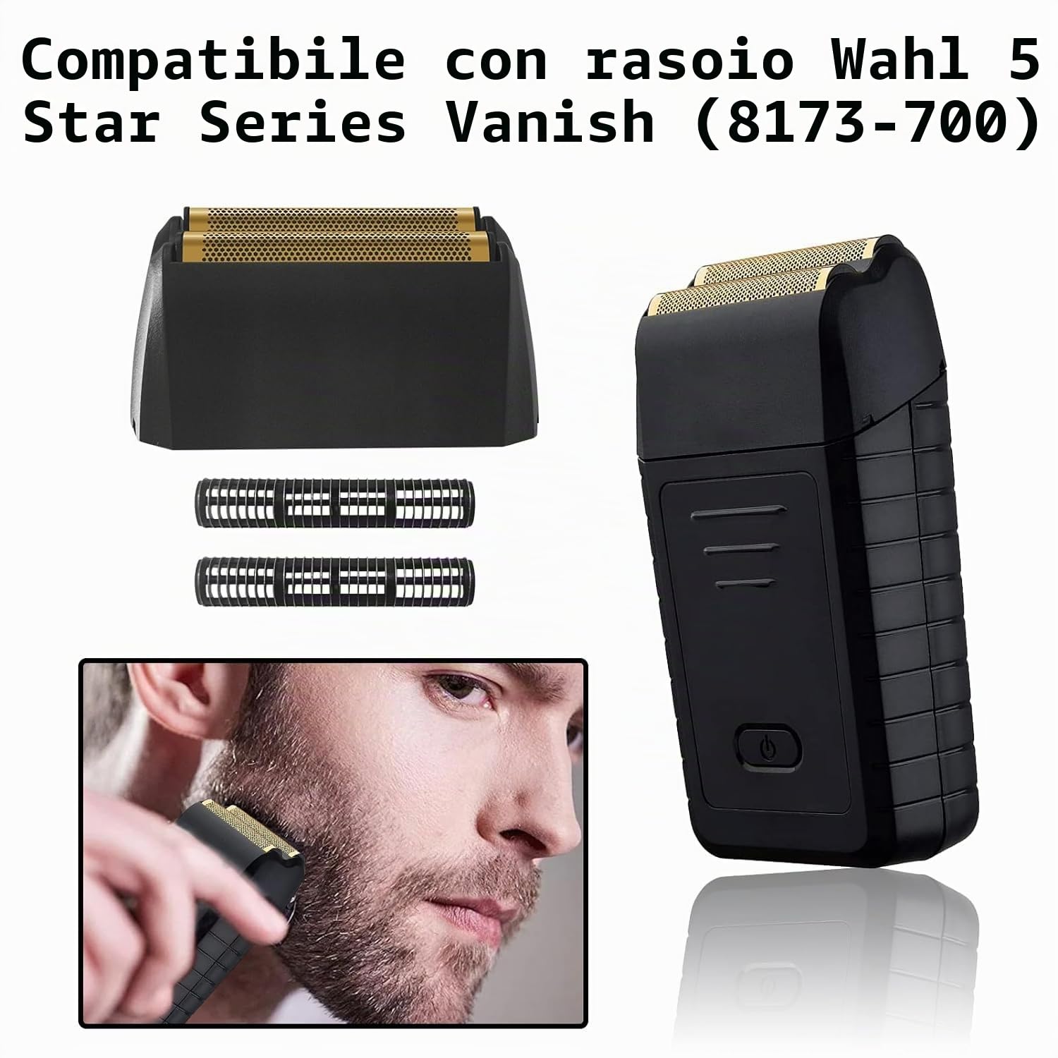 BESTBOMG Confezione da 2 pellicole di ricambio per rasoio compatibile con la scelta 5 Star Series wa*l Vanish 8173-700, colore: Nero