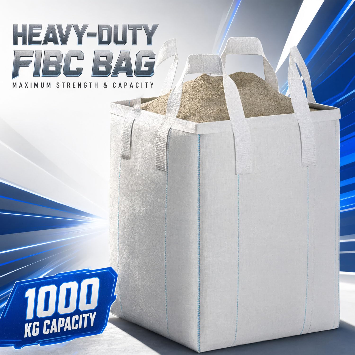 Confezione da 10 Big Bag 1000kg, Sacchi per Rifiuti Edili in PP Tinto Resistente, Apertura Ampia e Fondo Piatto Maniglie di Sollevamento Ideali per Cantiere, Ristrutturazio(Size:90*90*110cm,Color:A)