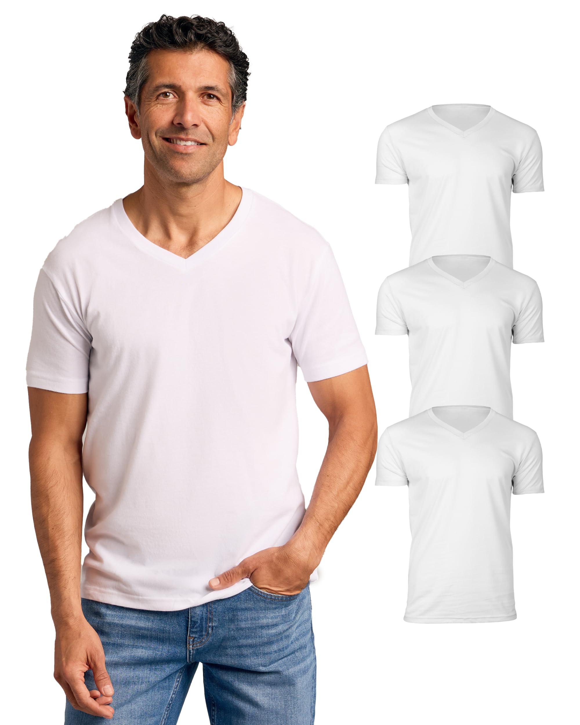 True Classic Mens V Neck T Shirts – Soft, Fitted Undershirts for Men Pack – Mens Undershirts – Cotton Blend, Tag-Free