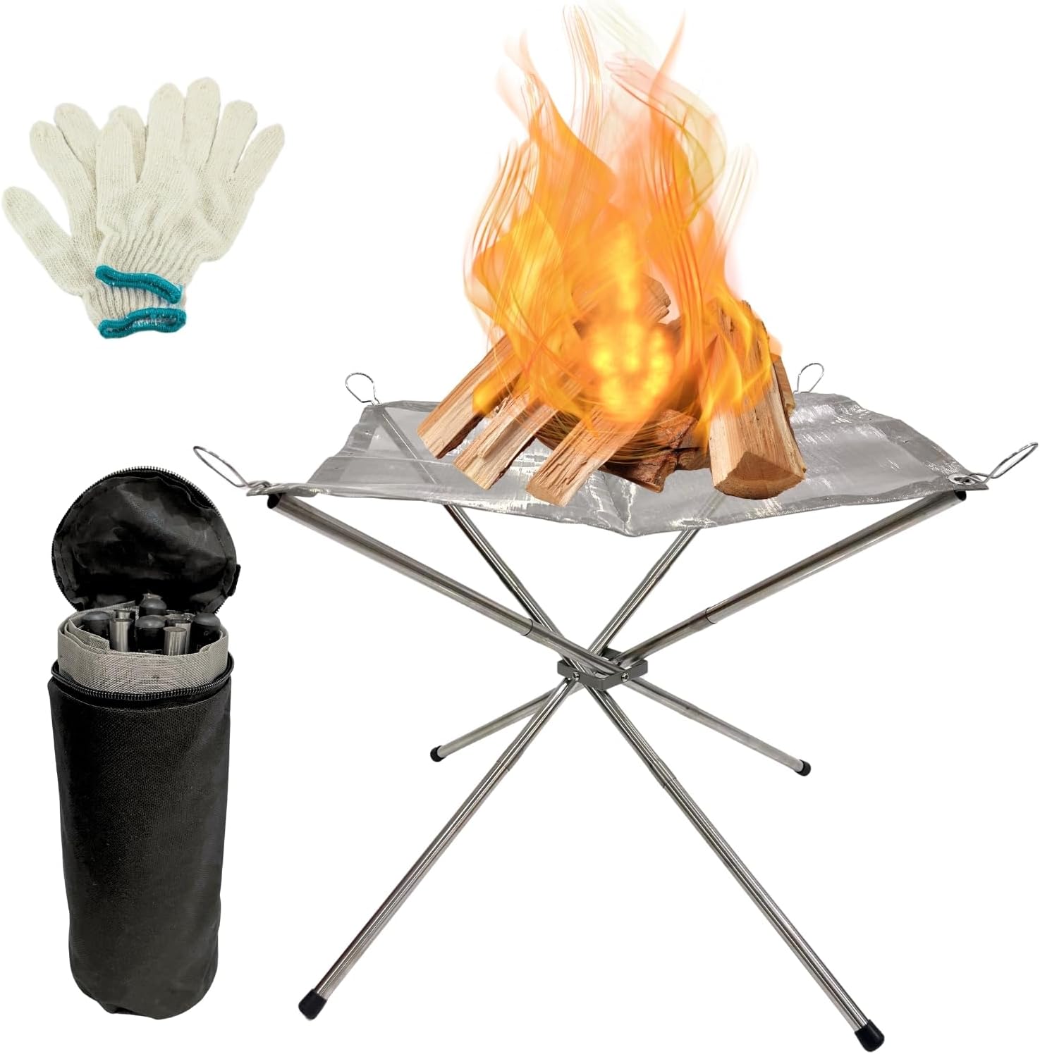 BeGrit Brasero Portátil de Acero Inoxidable 304 para Camping