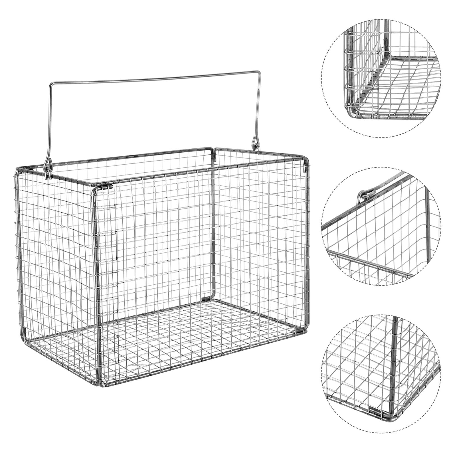 Cestello per Lavaggio ad Ultrasuoni in Acciaio Inox 270x180x200 Mm con Maglia Ultrafine per Pulizia Professionale di Parti Industriali, Occhiali e Cosmetici, Cestello di Scarico