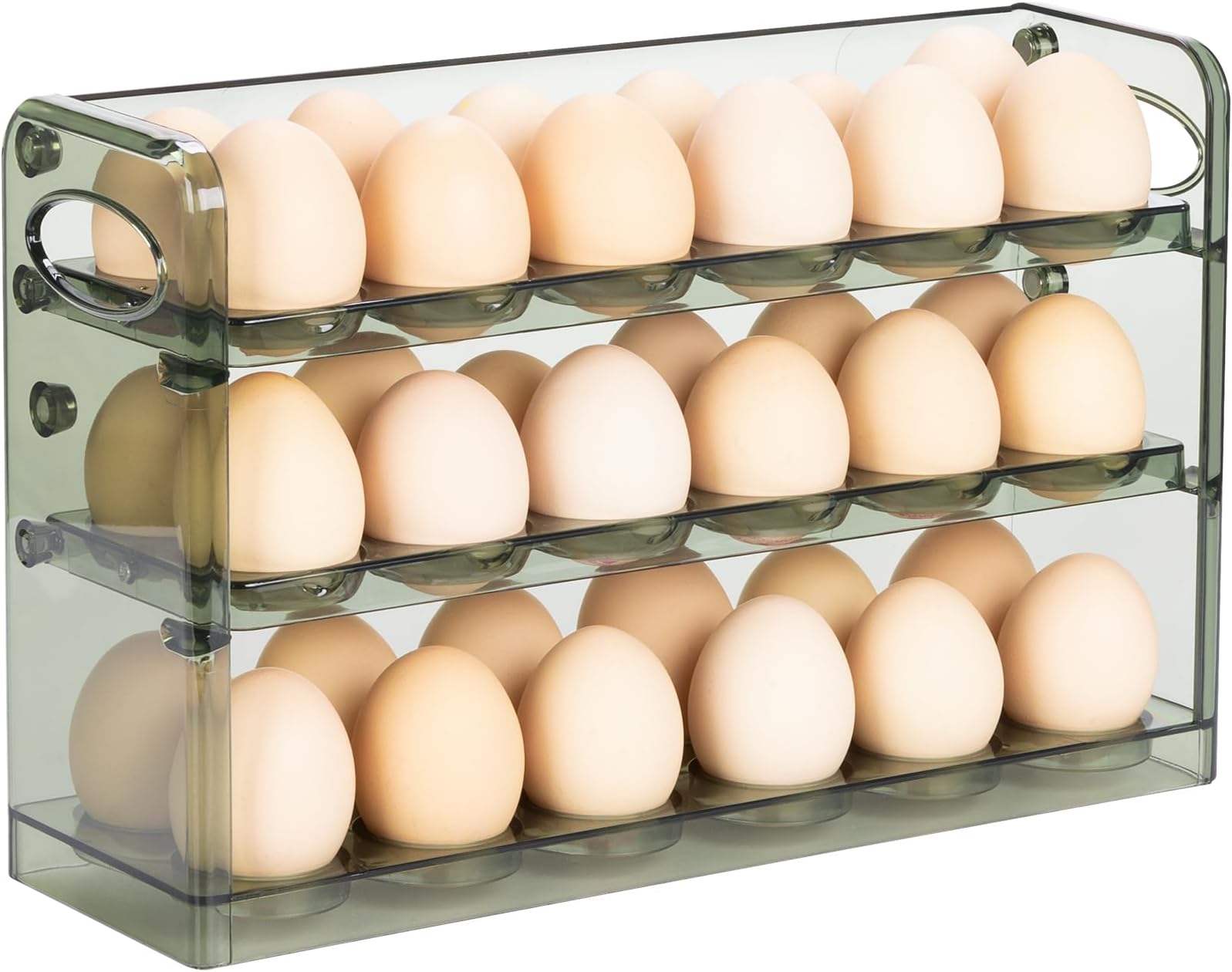 Egg Holder for 36 Eggs, Egg Storage for Refrigerator, PET Egg Container for Kitchen Countertop, Egg Dispenser, Egg Tray, Green Pack of-3