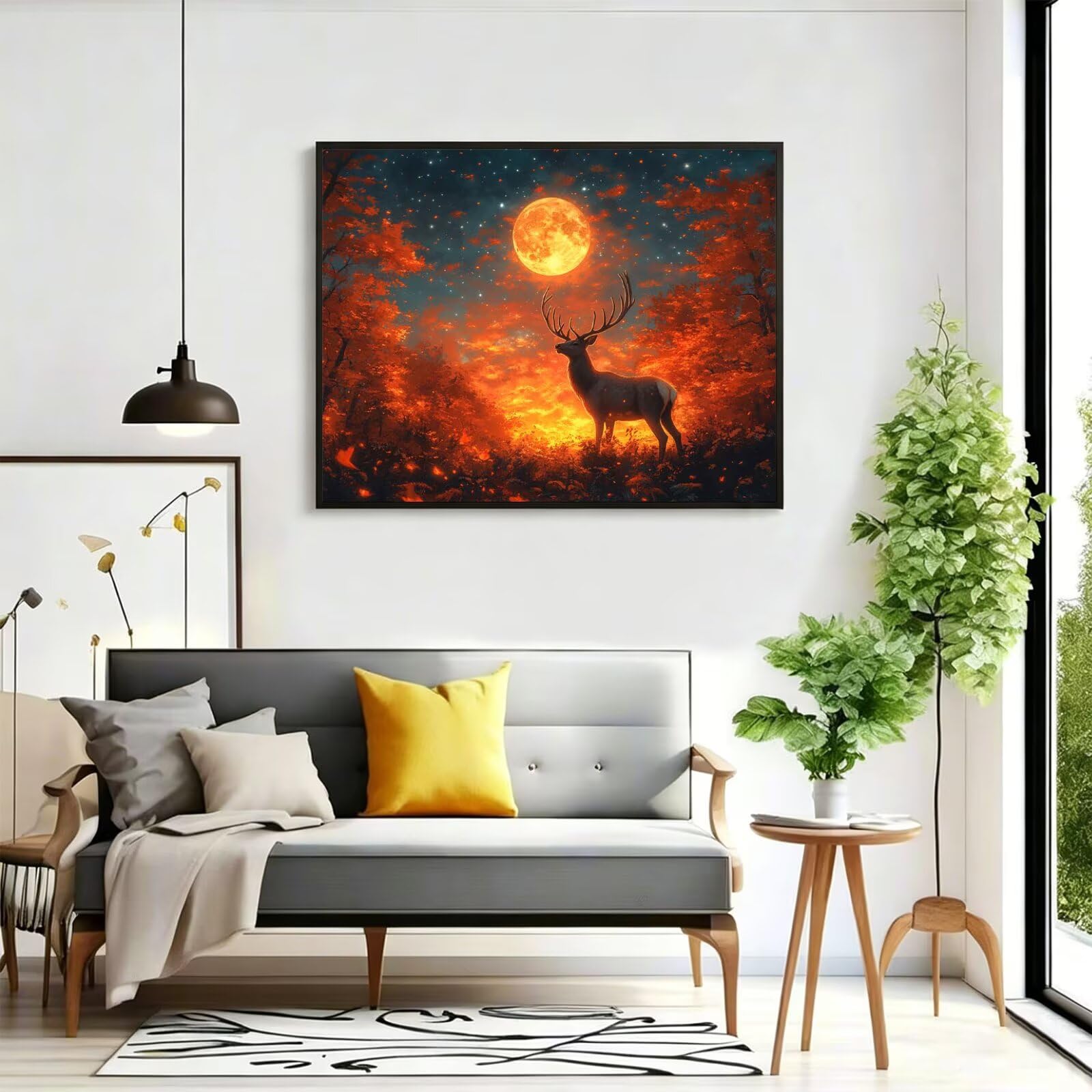 Pintar por Numeros Luna Pinturas Acrilicas Ciervo Pintura por Numeros Adultos DIY Lienzos para Pintar, Pintura Acrilica Manualidades, Decoración para Hogar, Regalos Cumpleaños, 70x90cm Sin Marco q-954