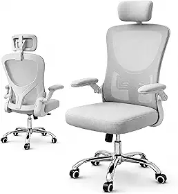 Cadeira de Escritório Ergonômica Premium NR17 Cinza Giratória Reclinável 145 Graus com Suporte Lombar Encosto Mesh Respirável Cadeira Gamer com Regulagem de Altura e Rodinhas Suporta até 120kg