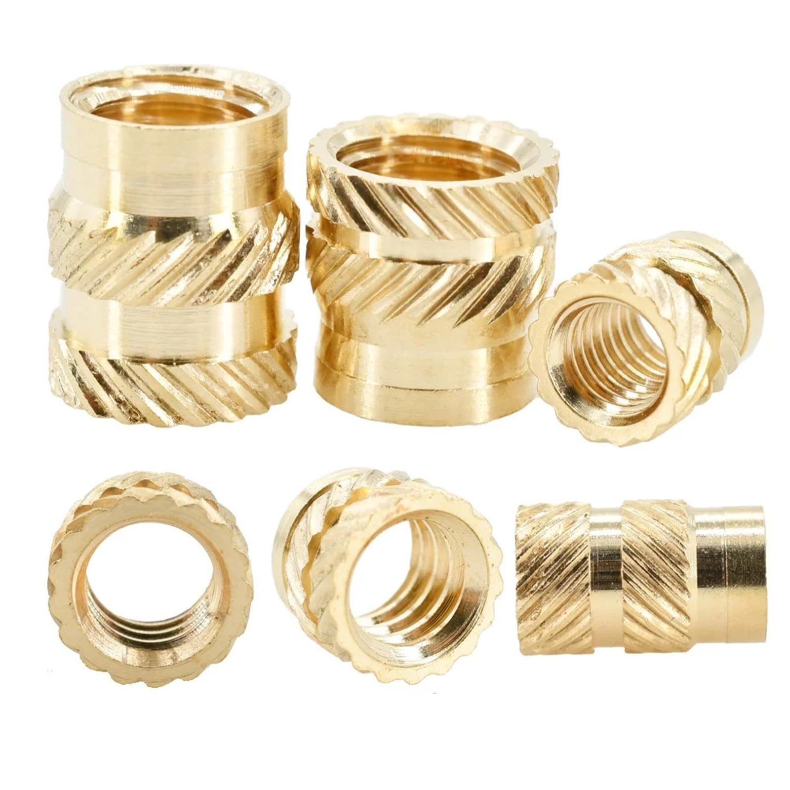 Tuercas Moleteadas de Latón 200/300/500 Uds. Tuerca termofusible de inserción de latón M2 M3 M4 M5 M6 insertos de impresión 3d roscados métricos de calor tuercas insertables de fusión en caliente Nuts